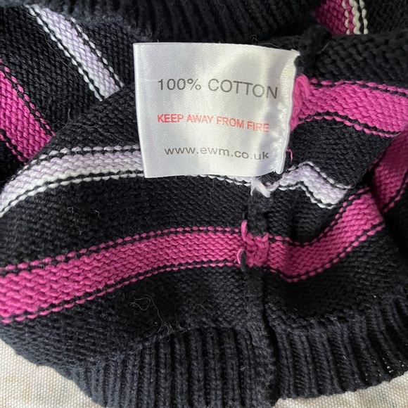 EWM Black and Pink V-Neck Striped Sweater - Picture 6 of 9